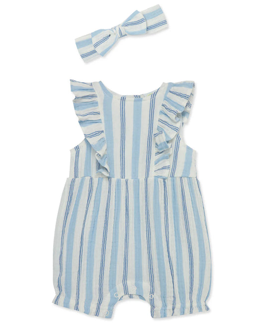 Blue Stripe Gauze Romper — Baby