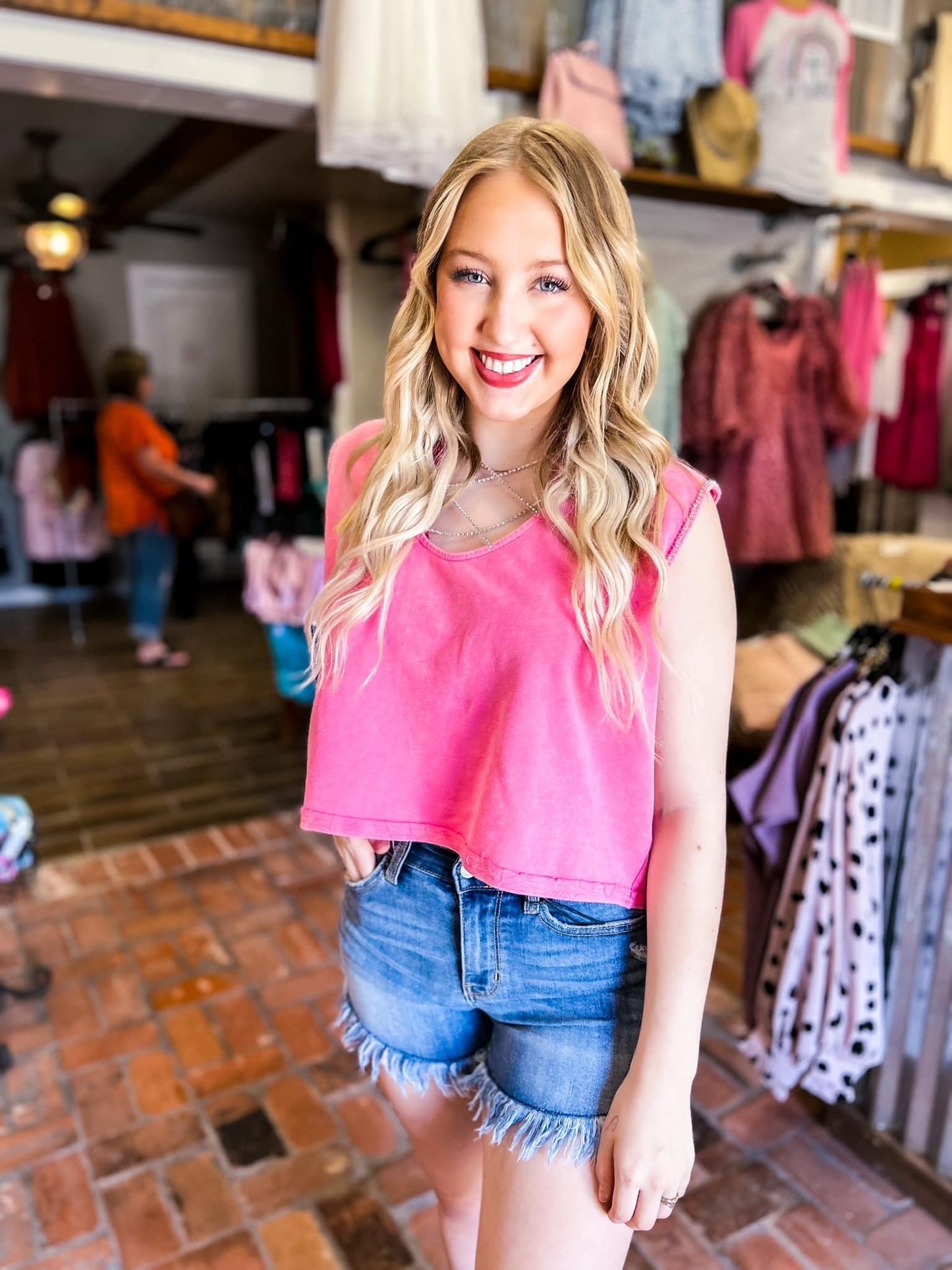 Pink Rhinestone Tank